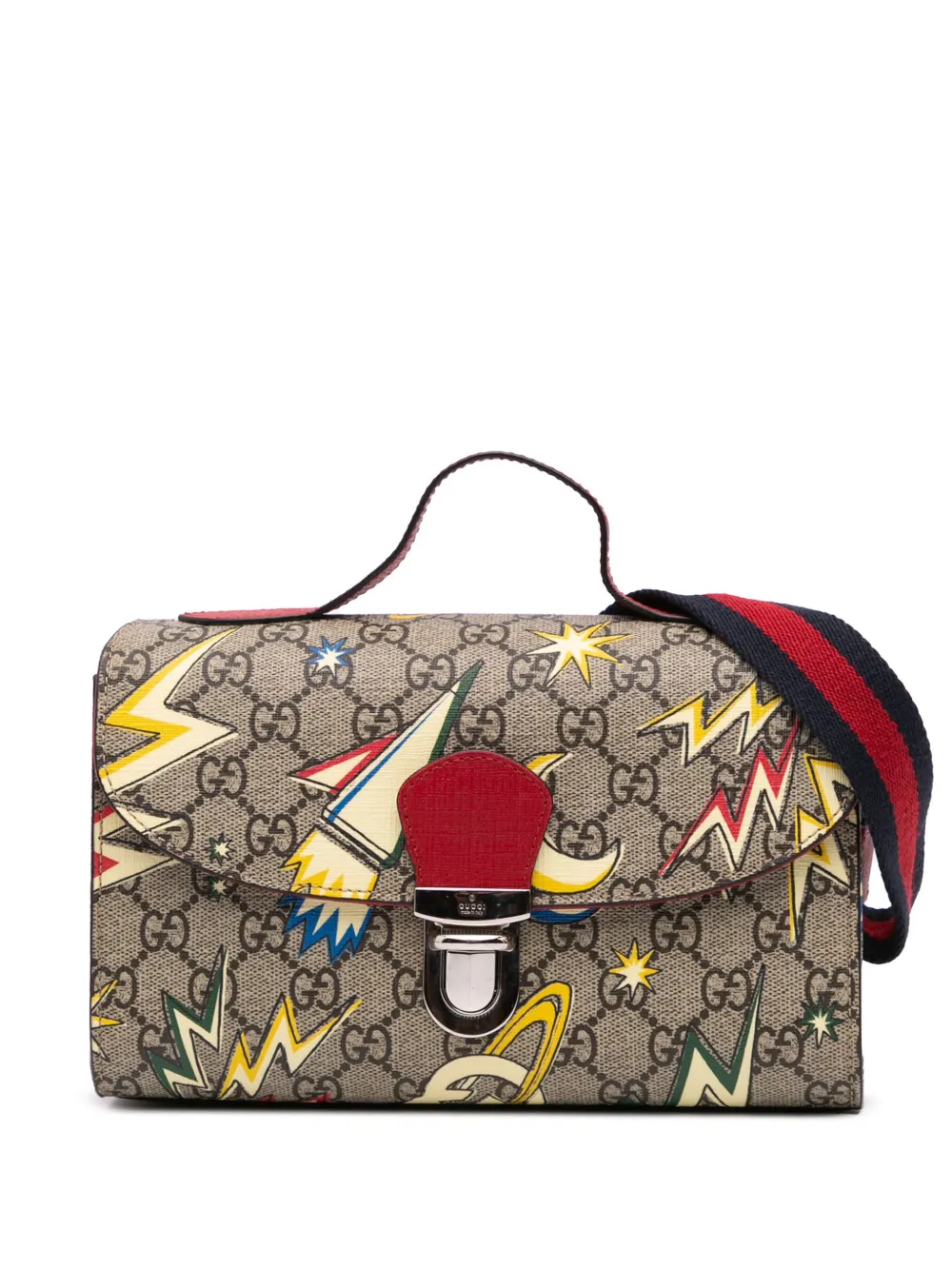 Gucci Pre-Owned Borsa a tracolla in tessuto GG Supreme con manico e decorazione Web Childrens piccola 2016-2024 | marrone | Image 1