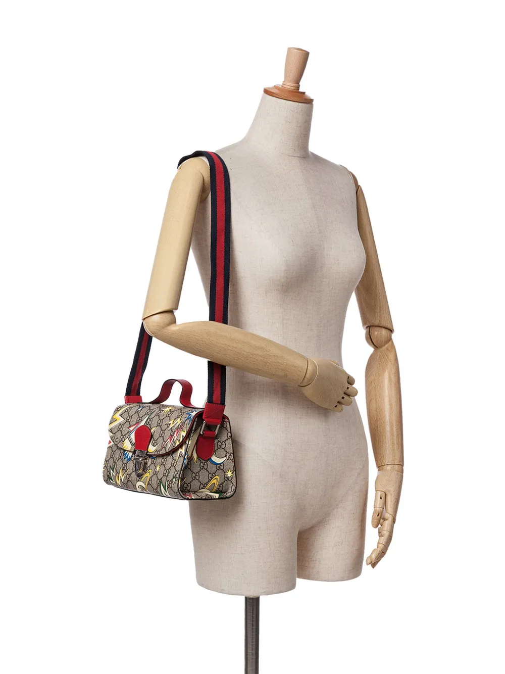 Gucci Pre-Owned Borsa a tracolla in tessuto GG Supreme con manico e decorazione Web Childrens piccola 2016-2024 | Image 7