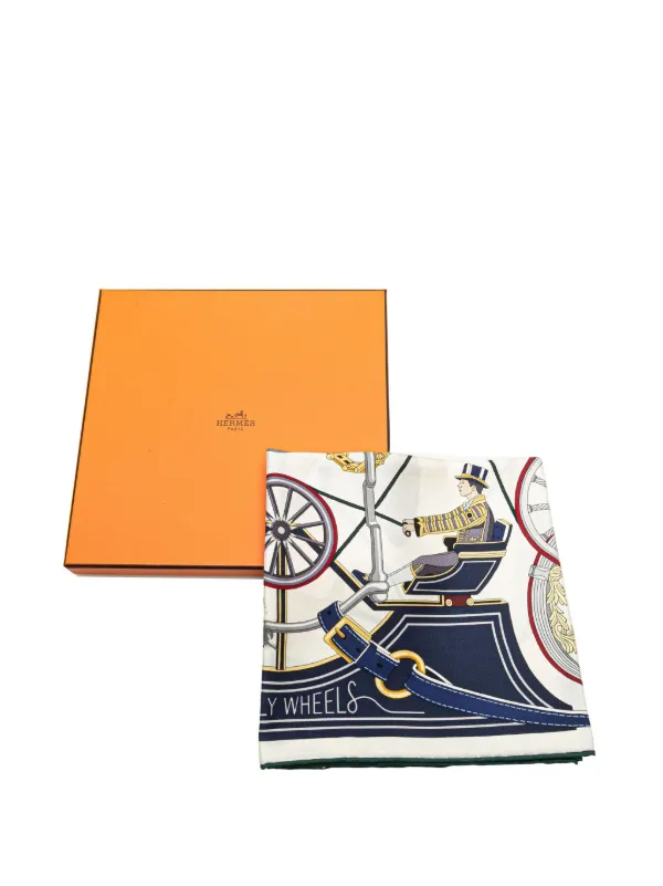 HERMES Stately Wheels スカーフ 箱付き HERMES スカーフ Stately Wheels scarf 90 直営店ラッピング