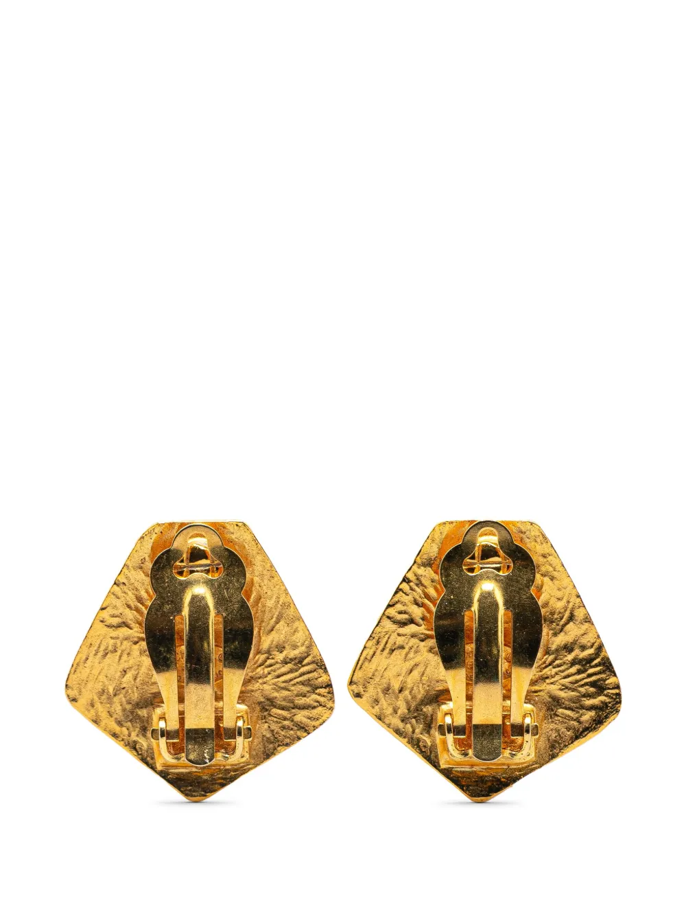 CHANEL Pre-Owned 1998 Gold Plated CC Pentagon Clip On Earrings costume earrings | Image 2