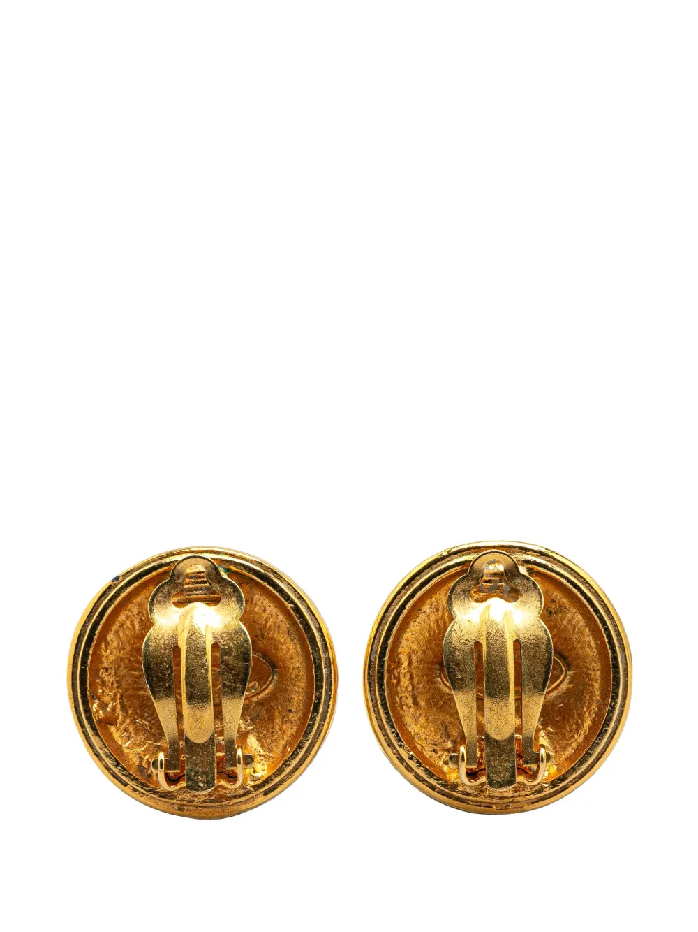 CHANEL Pre-Owned 1970-1980 Gold Plated CC Round Clip on Earrings costume earrings | Image 2