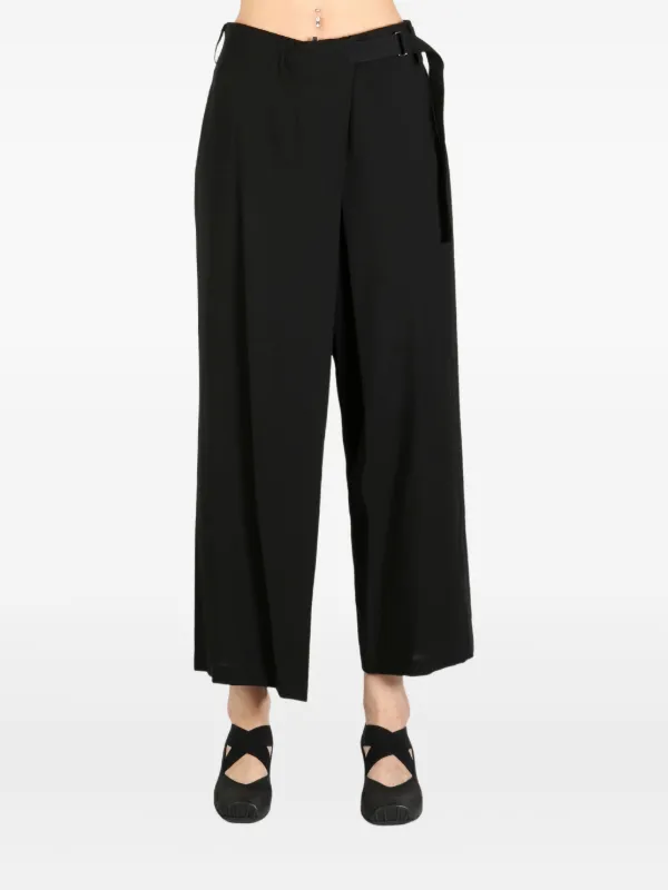 パンツ Yohji Yamamoto Wide Wrap Pants Yohji Yamamoto wrap-design Trousers | Black | FARFETCH