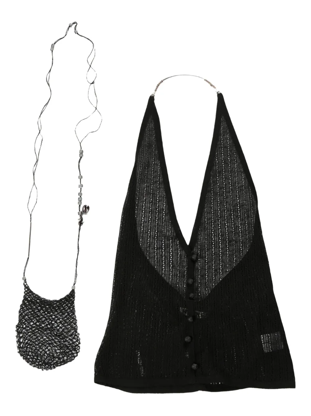 Hyein Seo silk top - ブラック Hyein Seo silk top - ブラック