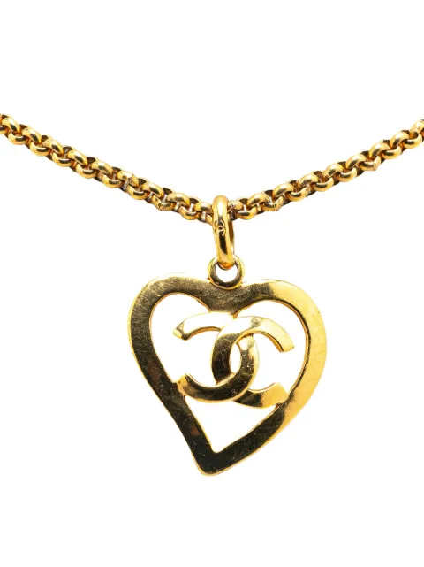 CHANEL Pre-Owned 1995 Gold Plated CC Heart Pendant Necklace costume necklace