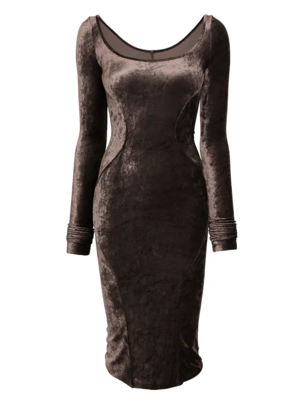 Rick Owens Lilies Velour Dress | Brown