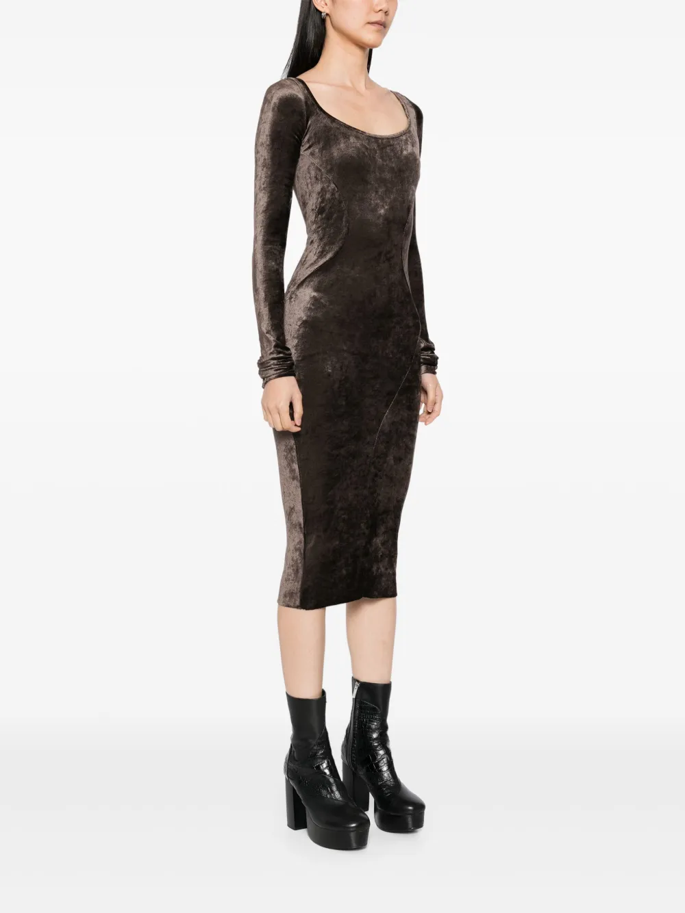 Rick Owens Lilies Jurk met lange mouwen Bruin