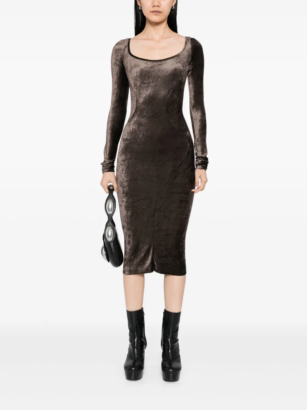 Rick Owens Lilies Jurk met lange mouwen Bruin