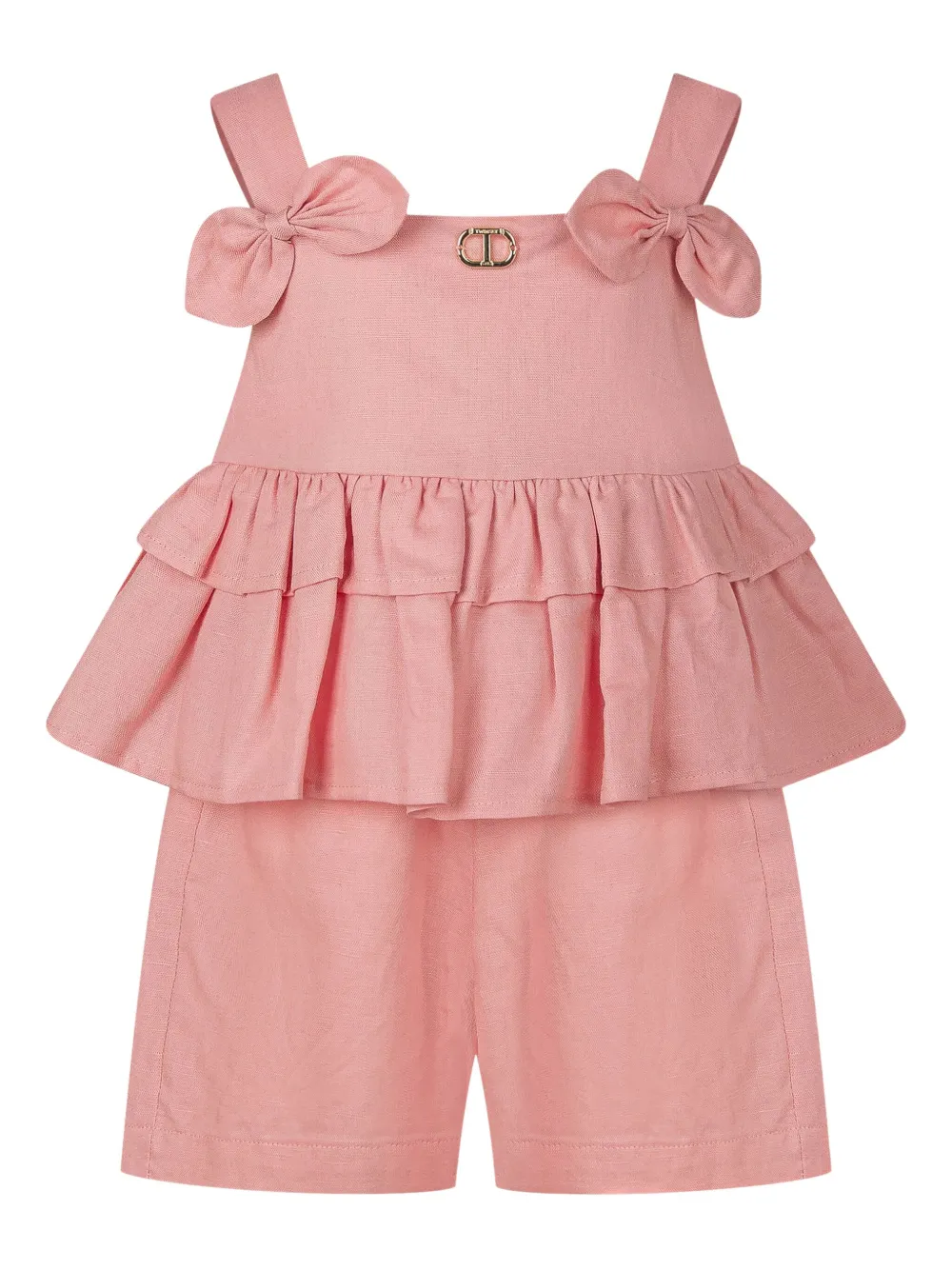 TWINSET Kids ruffled peplum top and shorts set | Pink | Image 1