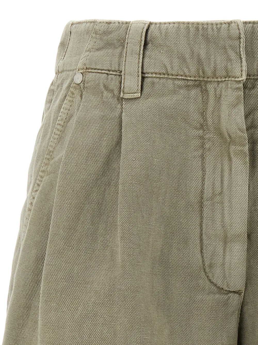 Brunello Cucinelli Linen Cotton Shorts Bermuda And Short Green In Green