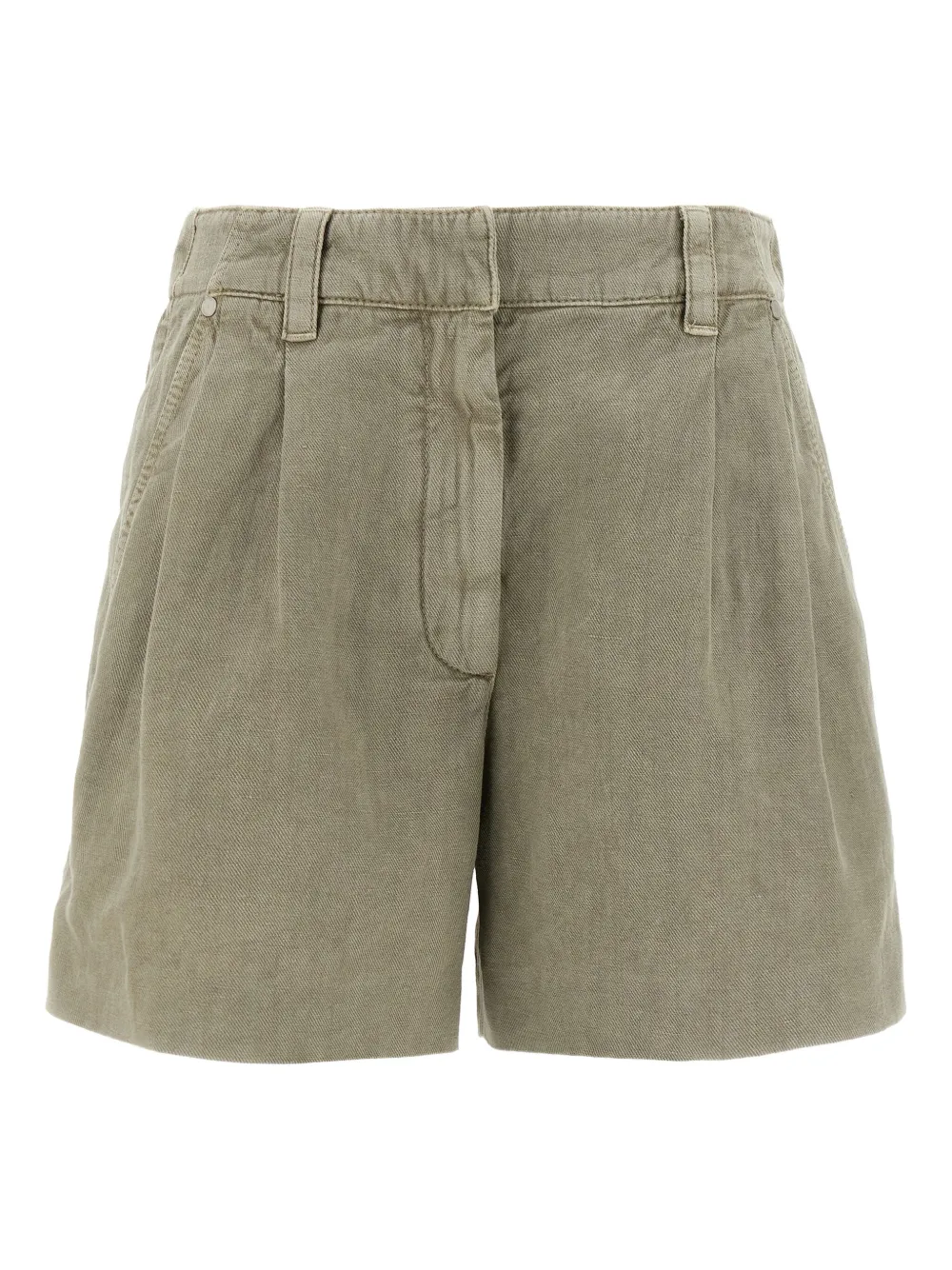 Brunello Cucinelli Linen Cotton Shorts Bermuda And Short Green In Green