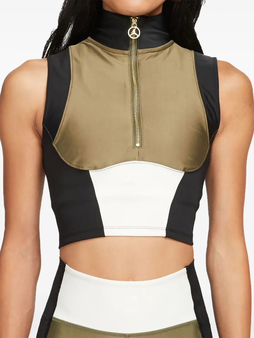 Jordan x Aleali May panelled crop top | Green | Image 1