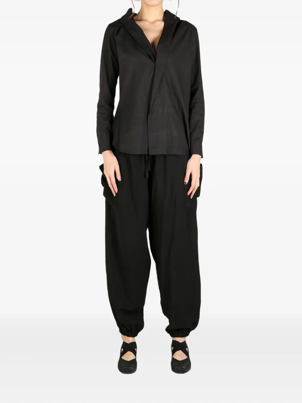 Yohji Yamamoto cotton hoodie Zwart