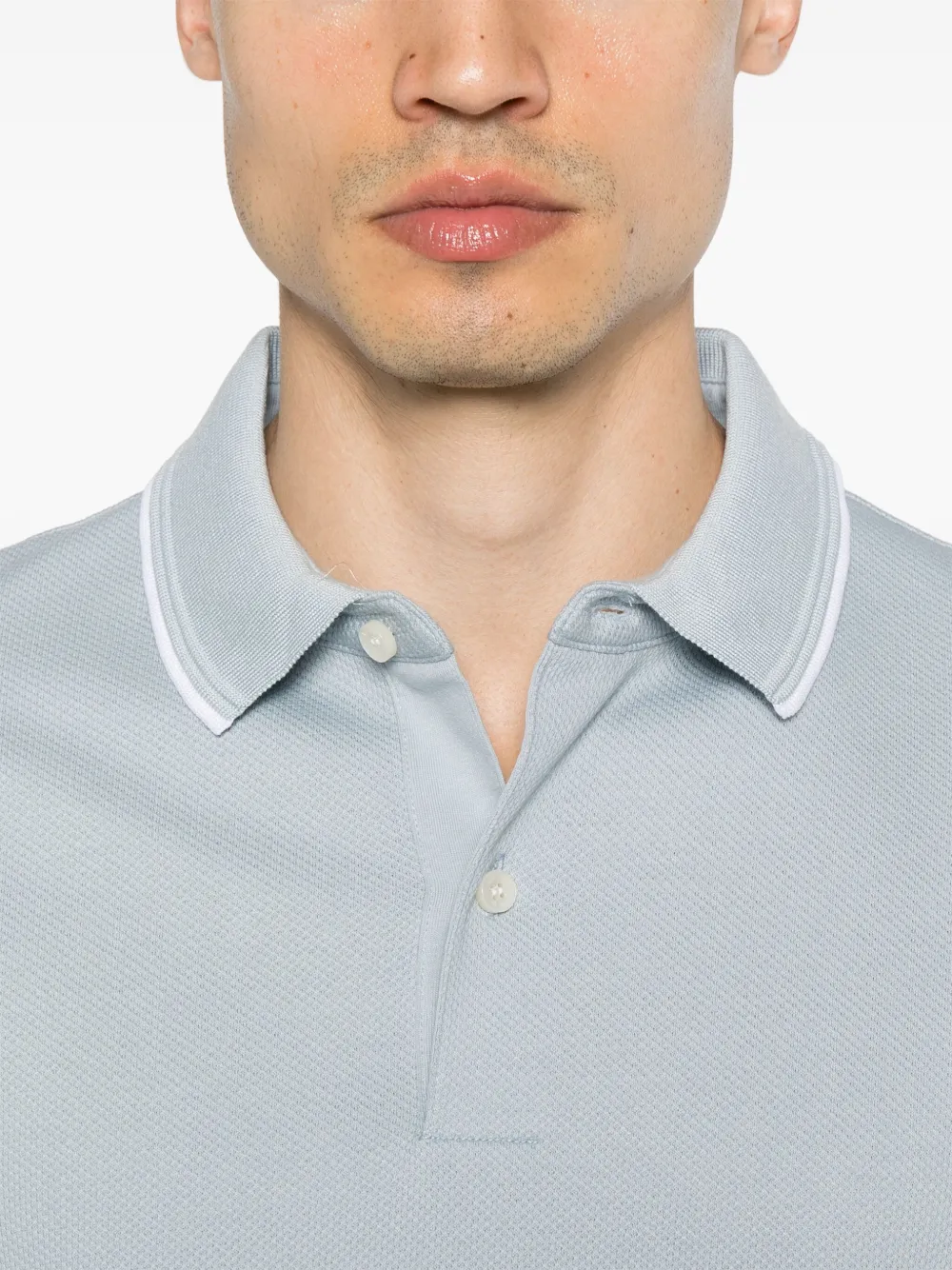 BOSS Poloshirt met textuur Blauw