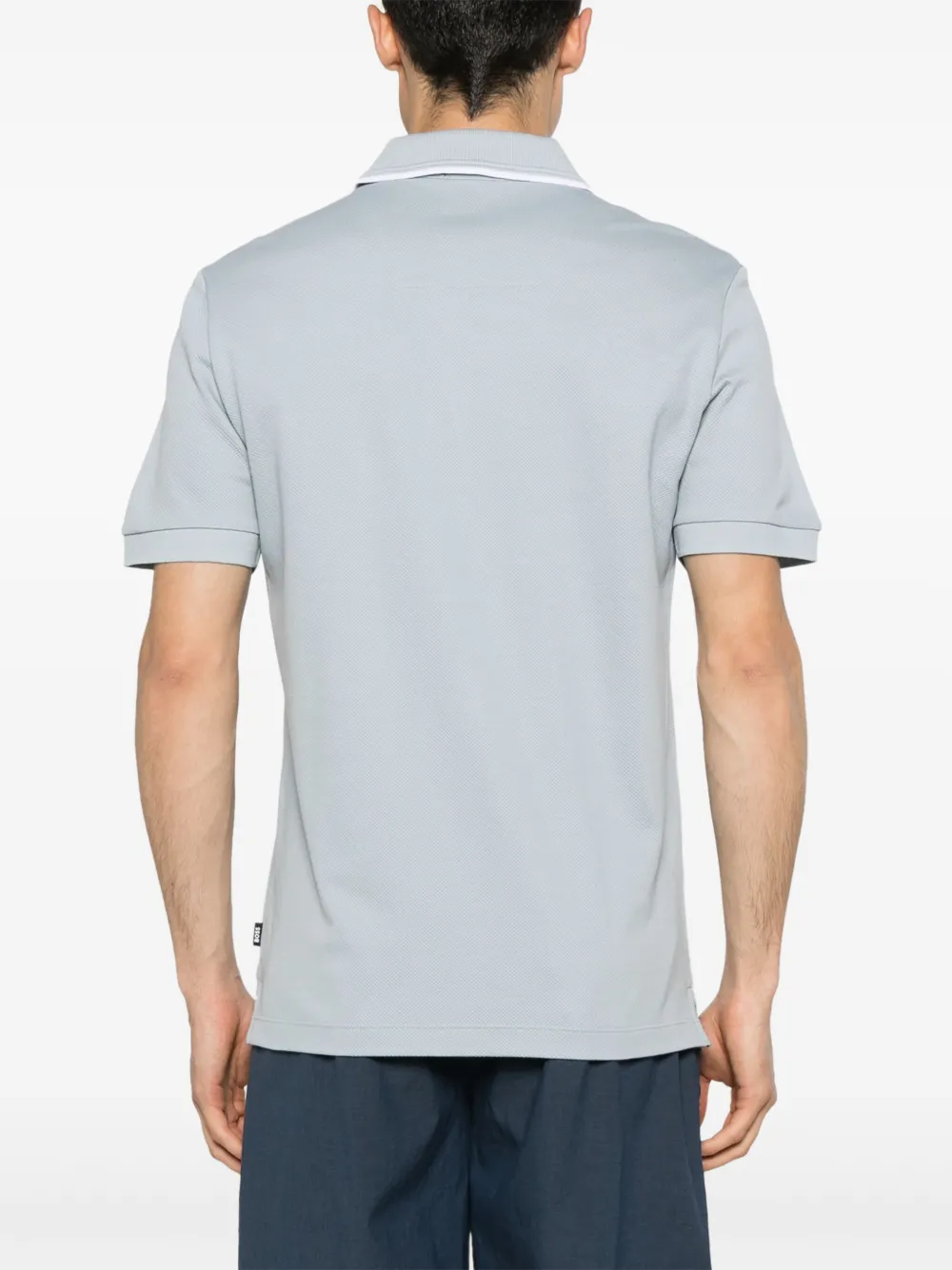 BOSS Poloshirt met textuur Blauw