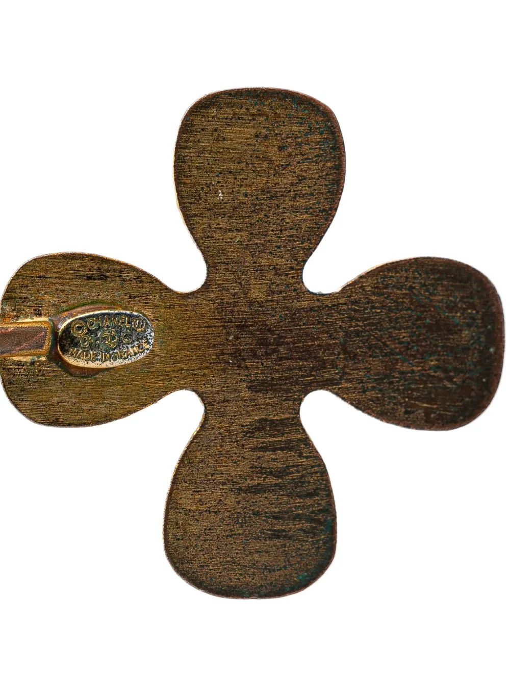 CHANEL Pre-Owned 2001 Gold Plated Rhinestones Clover Pendant Necklace costume necklace | Image 2