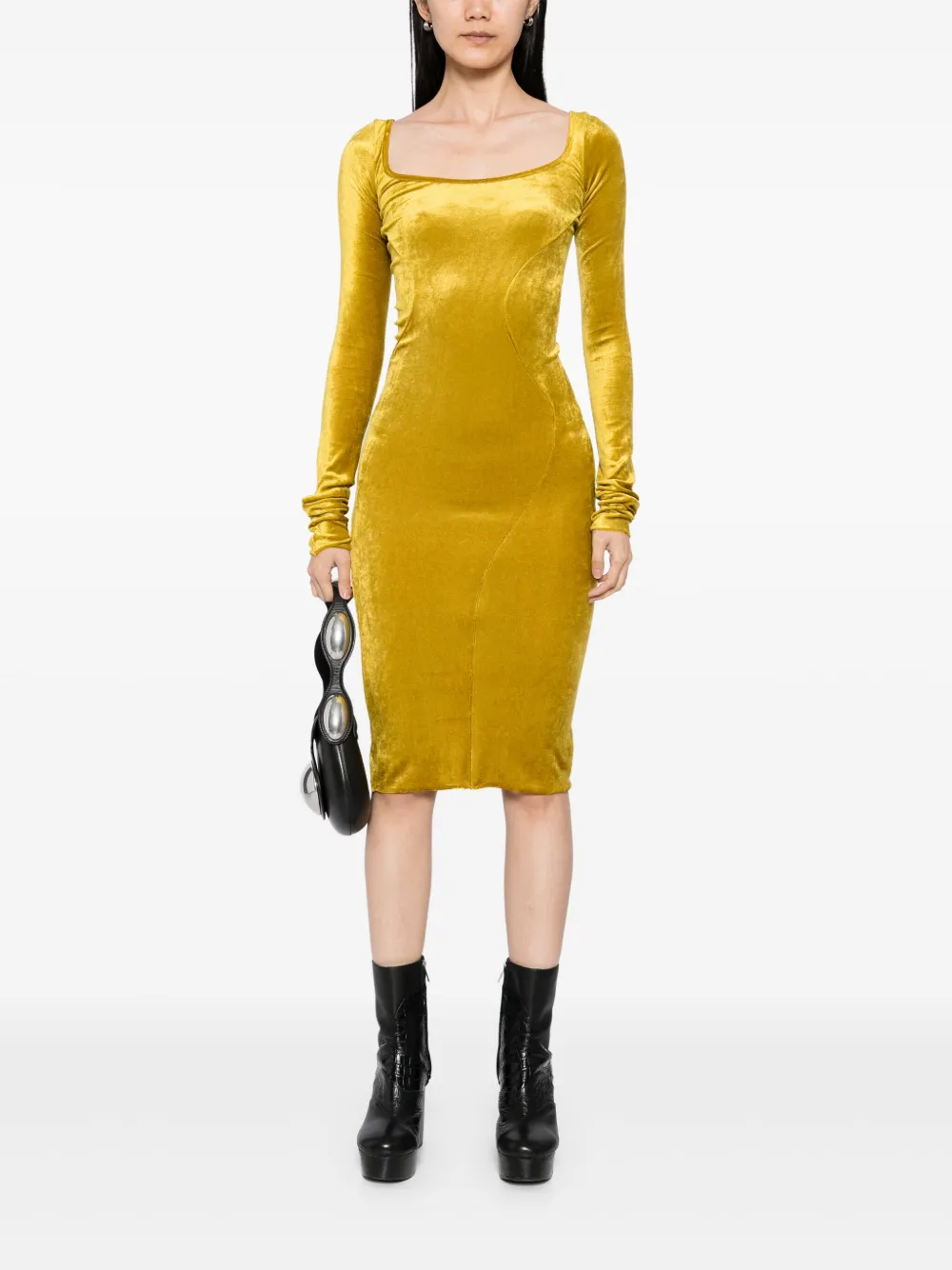 Rick Owens Lilies Jurk met lange mouwen Geel