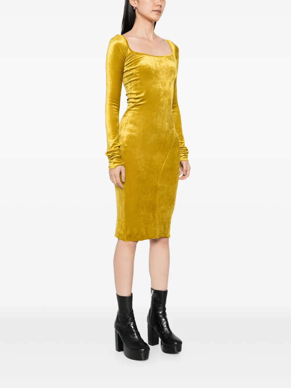Rick Owens Lilies Jurk met lange mouwen Geel