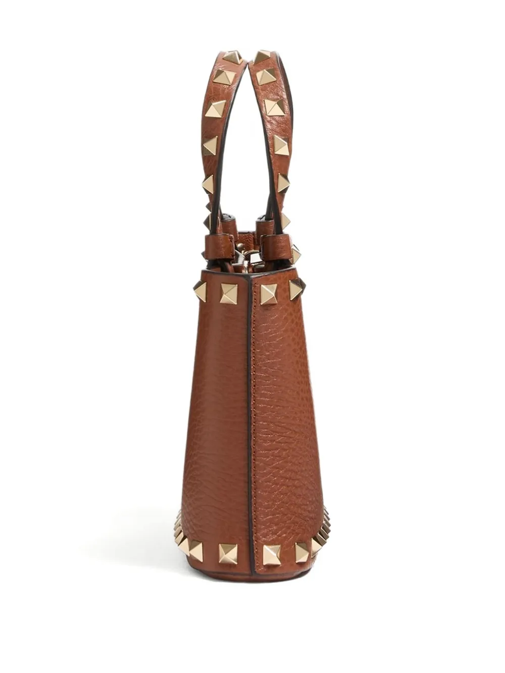 Valentino Mini Rockstud Embellished Tote Bag In Brown