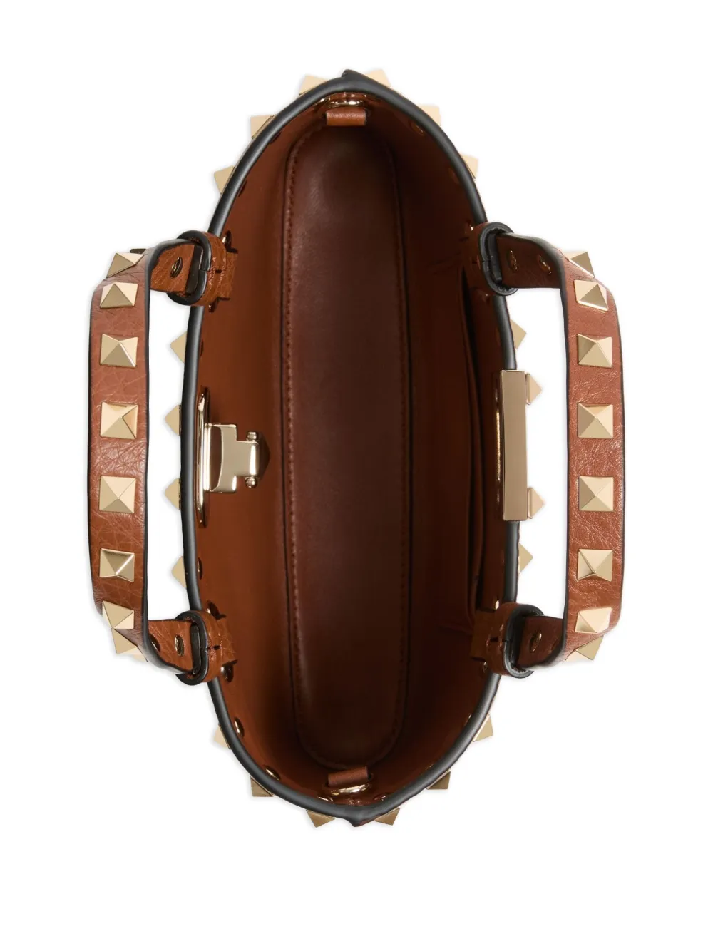 Valentino Mini Rockstud Embellished Tote Bag In Brown