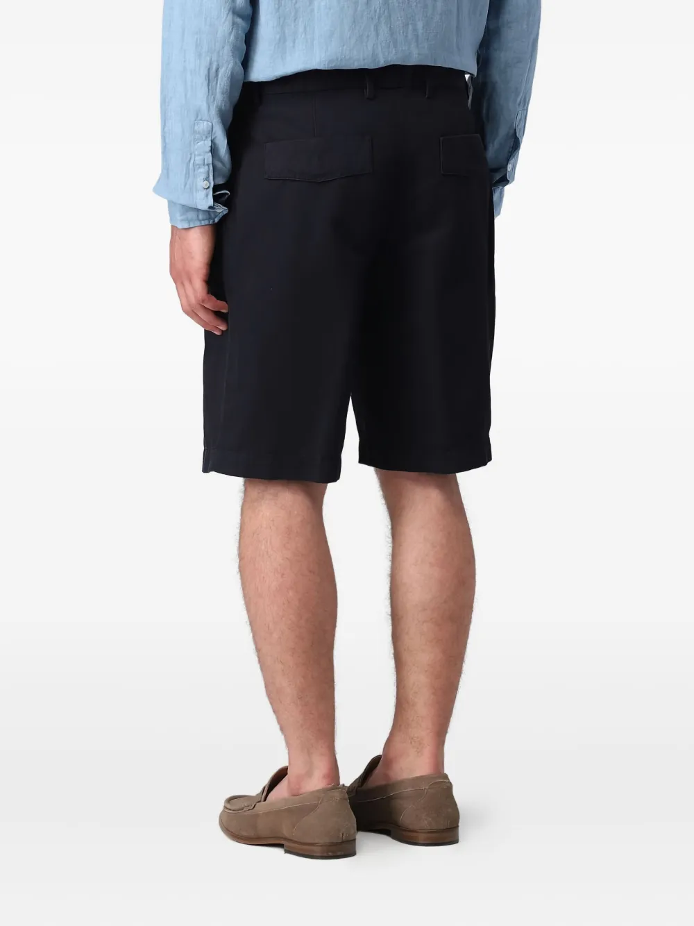 Zegna Geplooide shorts van katoen-linnenblend Blauw