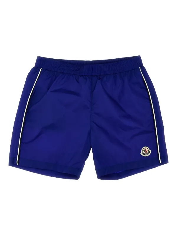 Moncler Enfant Bermuda De Praia Com Patch De Logo | Azul | FARFETCH BR