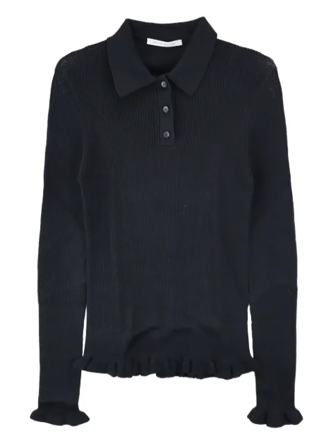 Cecilie Bahnsen polo nervuré à ourlet volanté