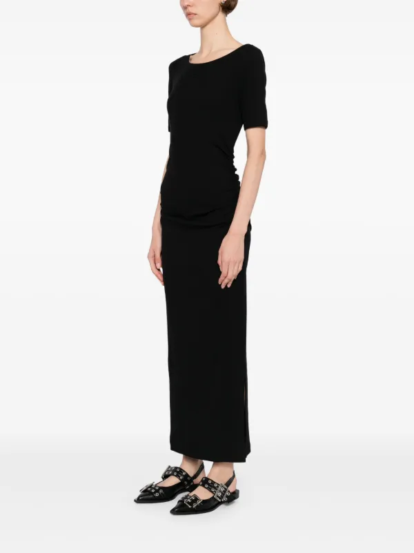 ganni ribbed dress GANNI Black Soft Cotton Rib Dress