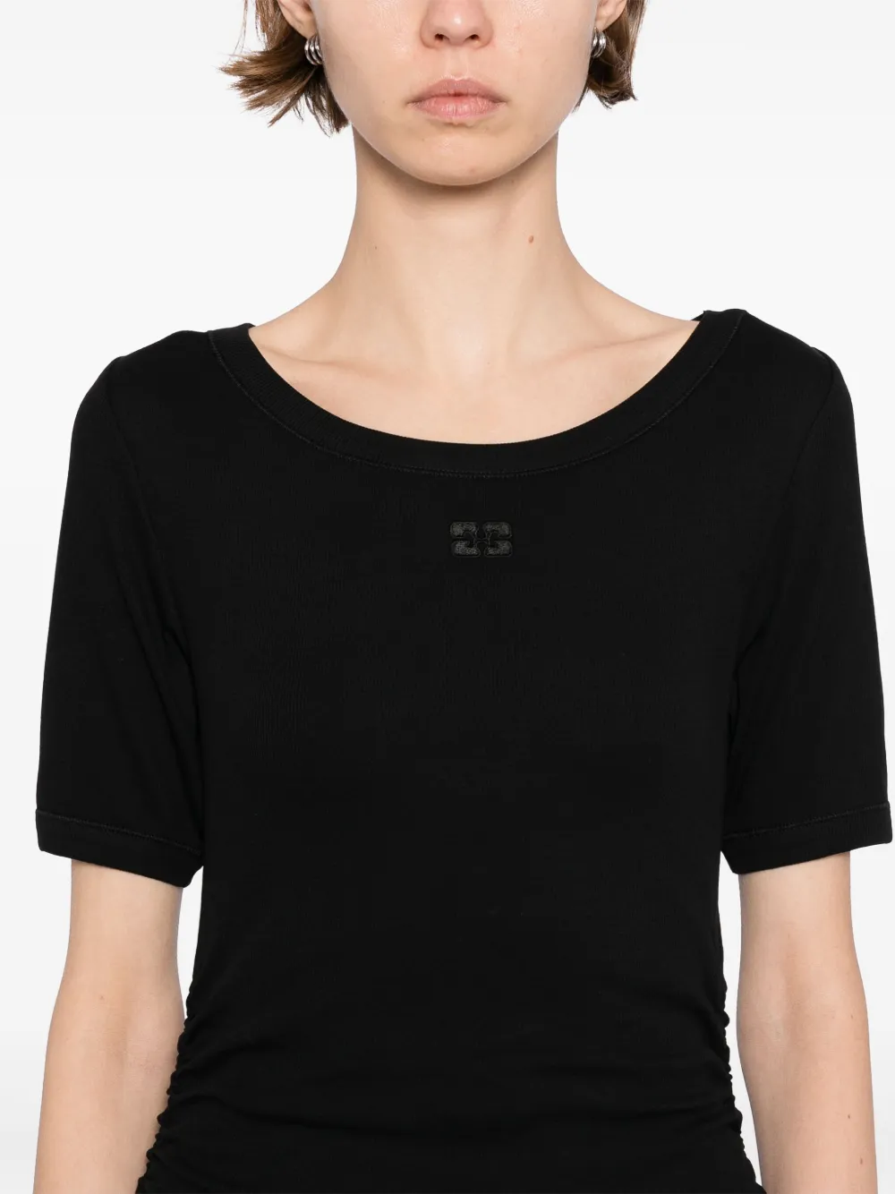 GANNI Geribbelde jurk Zwart