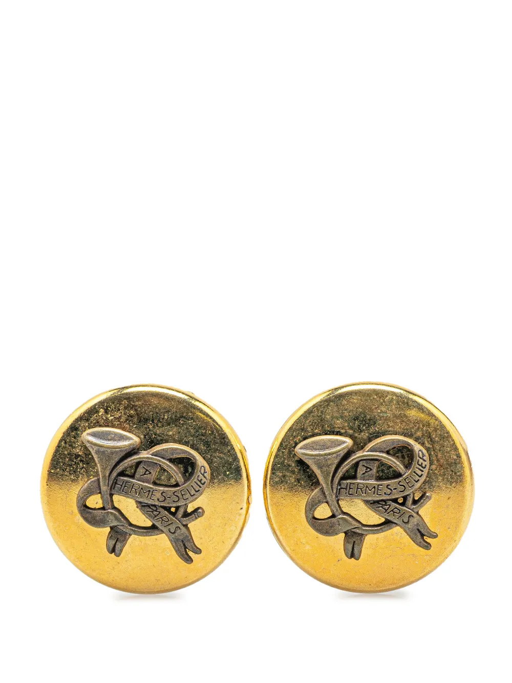 Hermès Pre-Owned 20th Century Gold Plated Horn Sellier Clip On Earrings costume earrings | Image 2