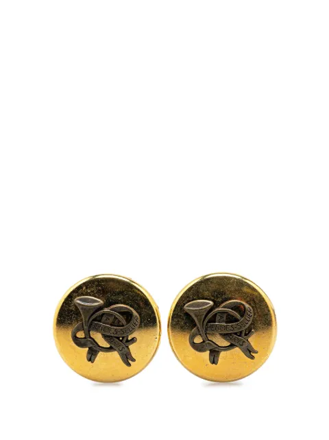 Hermès Pre-Owned aretes Gold Plated Horn Sellier Clip On Earrings del siglo XX