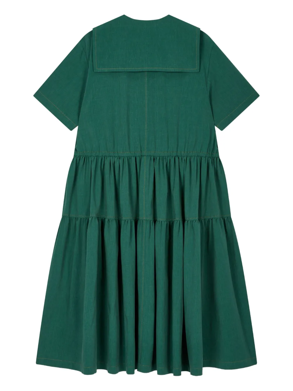 Studio Tomboy Tiered Button-up Shirt Dress In Green