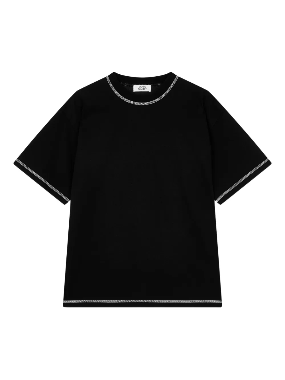 STUDIO TOMBOY T-shirt met contrasterend stiksel Zwart