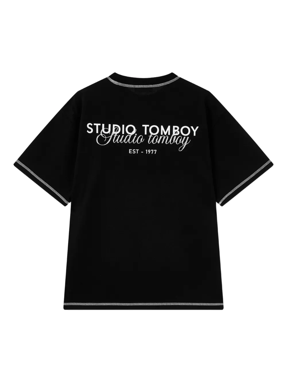 STUDIO TOMBOY T-shirt met contrasterend stiksel Zwart