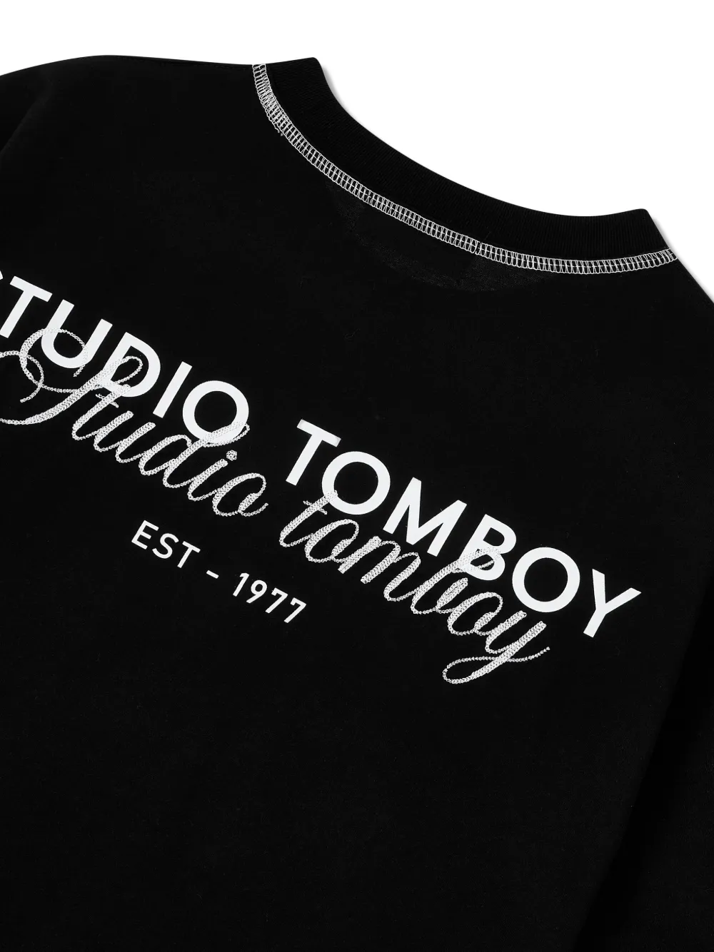 STUDIO TOMBOY T-shirt met contrasterend stiksel Zwart