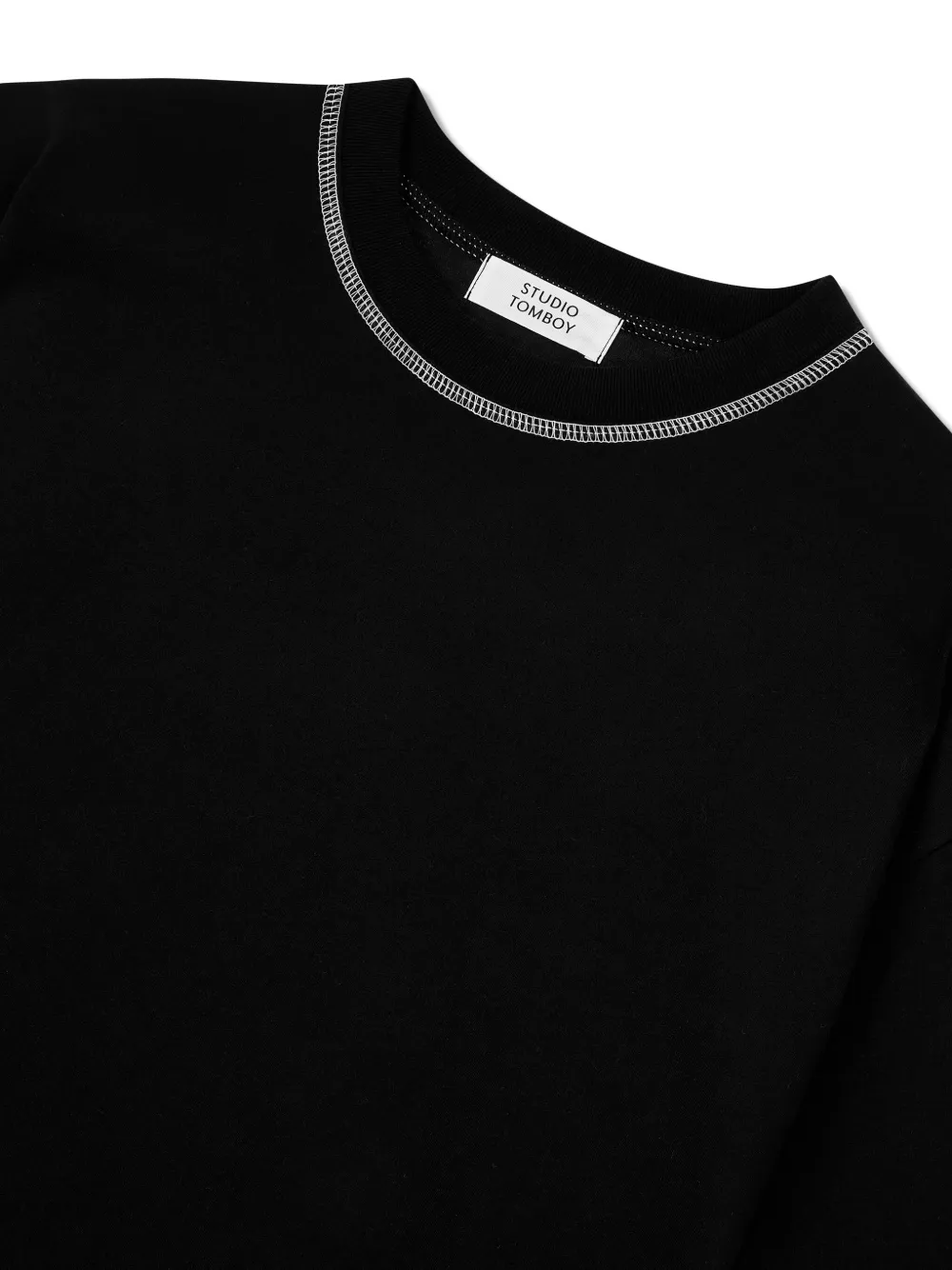 STUDIO TOMBOY T-shirt met contrasterend stiksel Zwart