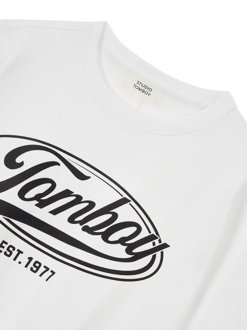 STUDIO TOMBOY Cropped T-shirt met logoprint Wit