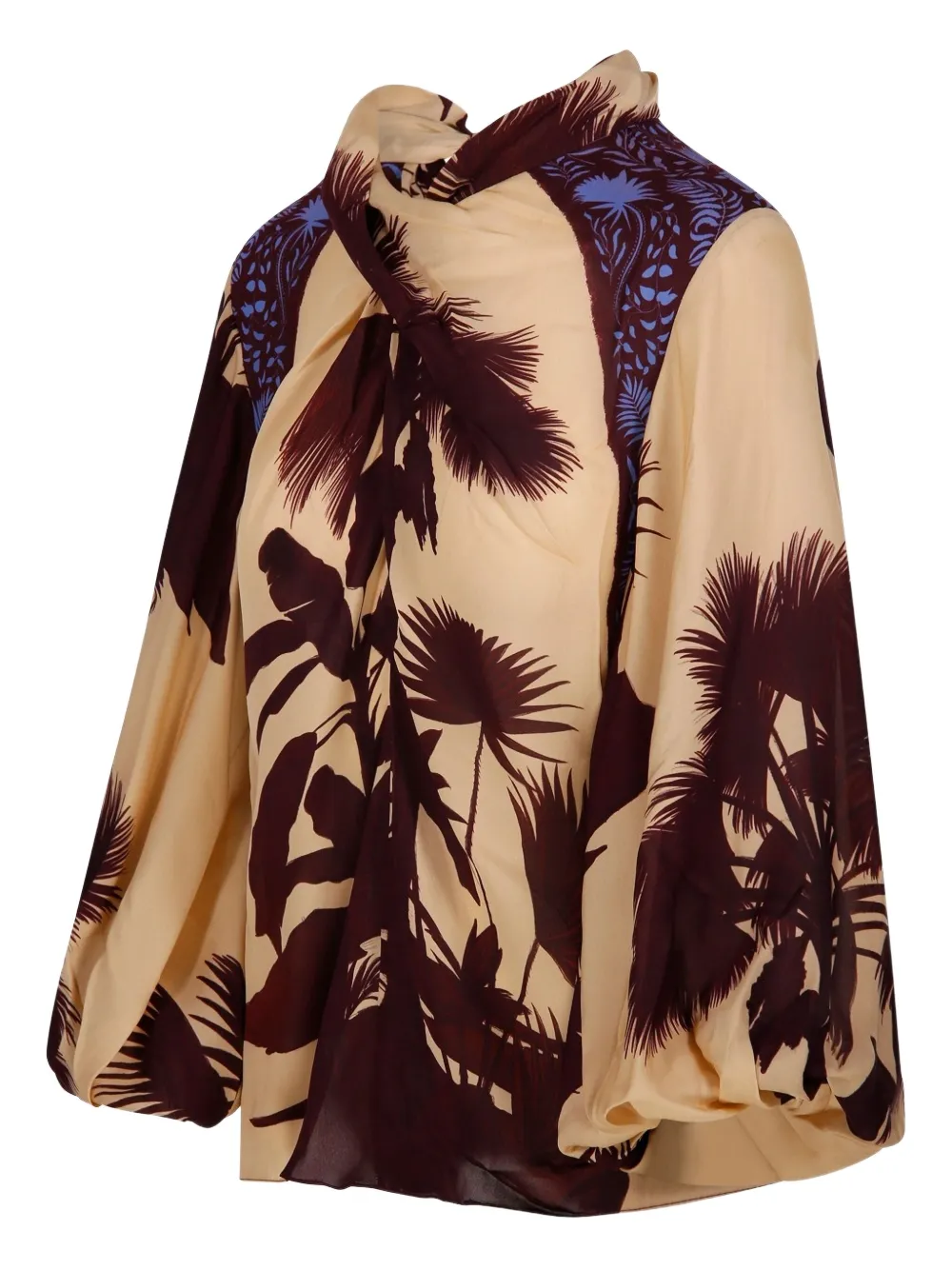 Johanna Ortiz Intricate Islands Cowl Printed Silk Blouse In Neutrals