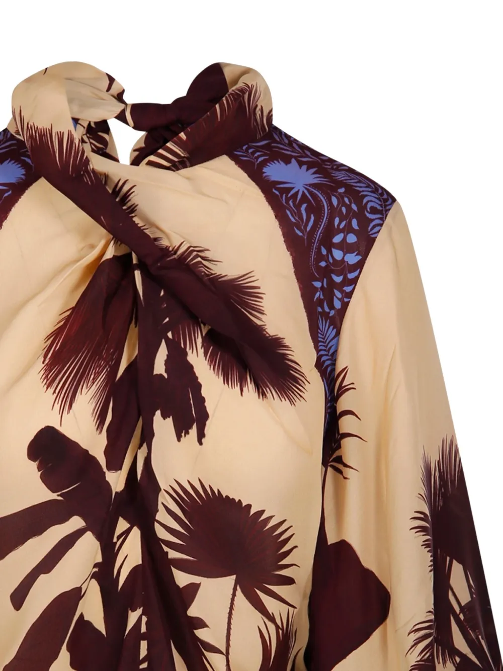 Johanna Ortiz Intricate Islands Cowl Printed Silk Blouse In Neutrals