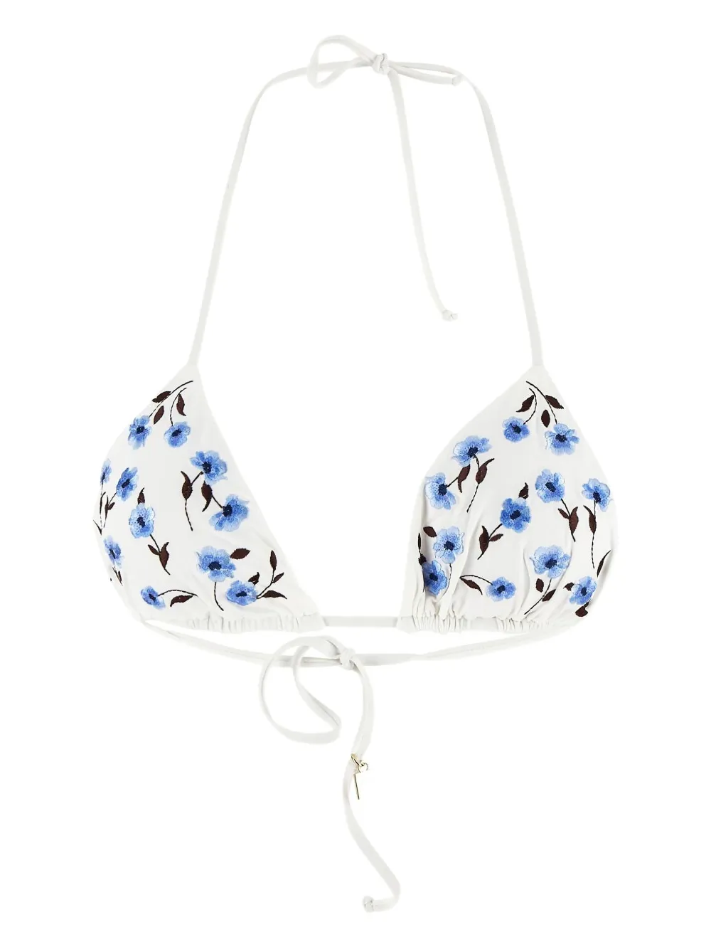 floral-embroidered bikini top