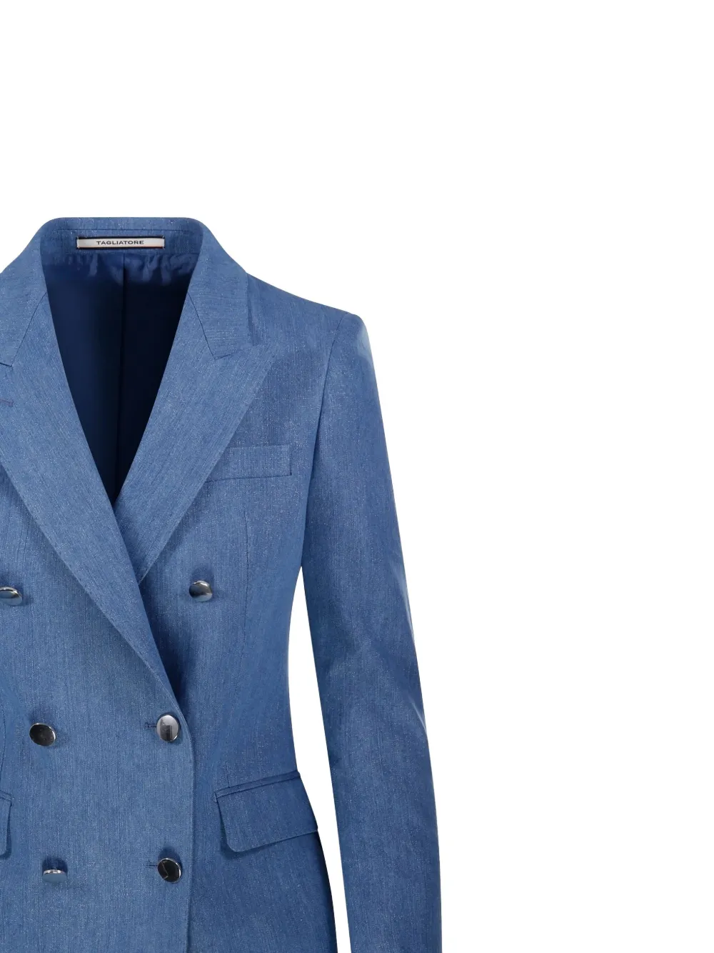 Tagliatore J-parigi Denim Blazer With Lurex Effect In Blue