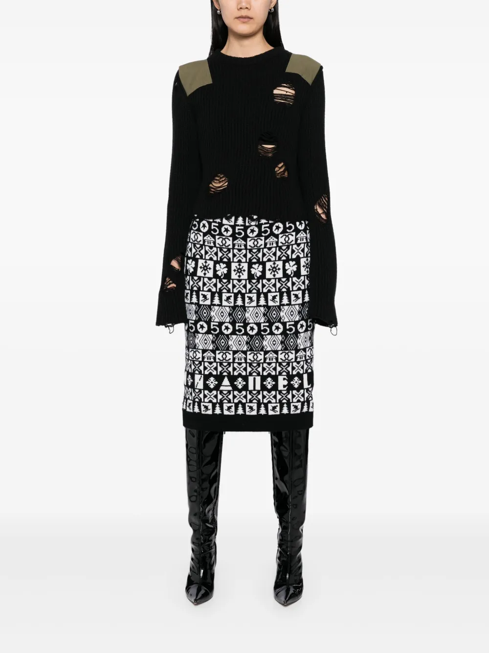 CHANEL Pre-Owned 2019 gebreide rok - Zwart