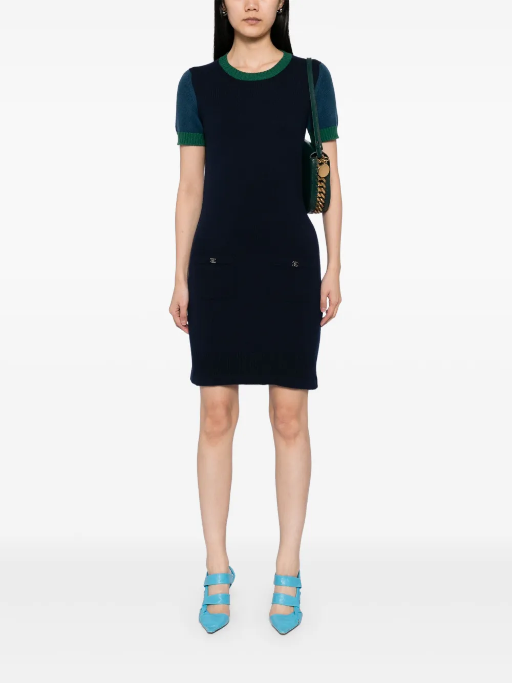 CHANEL Pre-Owned 2011-2012s gebreide jurk - Blauw