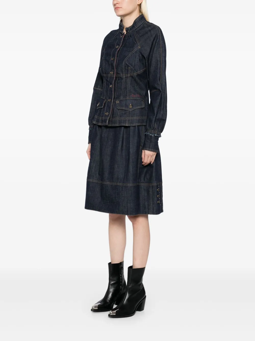 Pre-owned Louis Vuitton 2008 Denim Skirt Suit