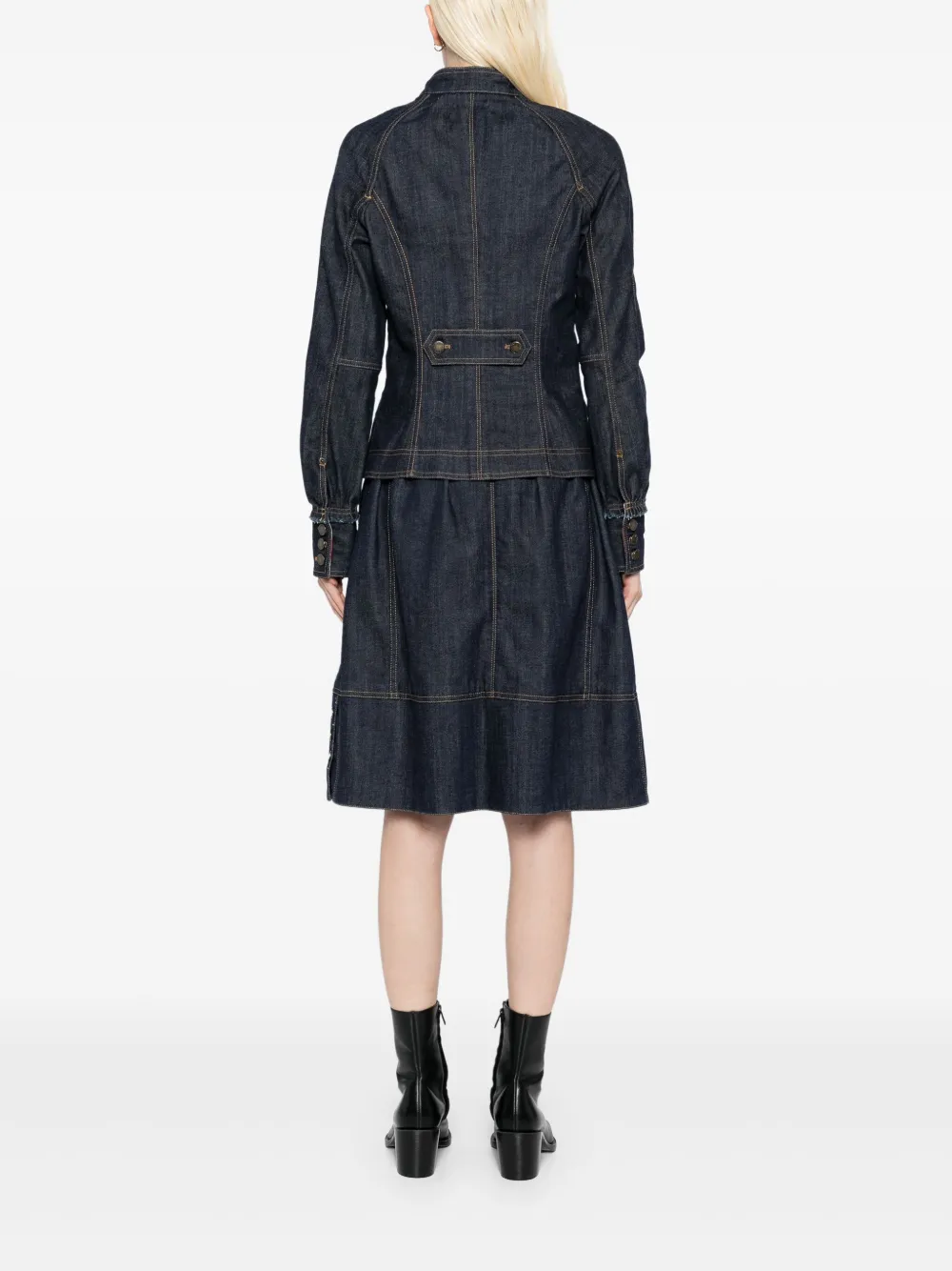 Pre-owned Louis Vuitton 2008 Denim Skirt Suit