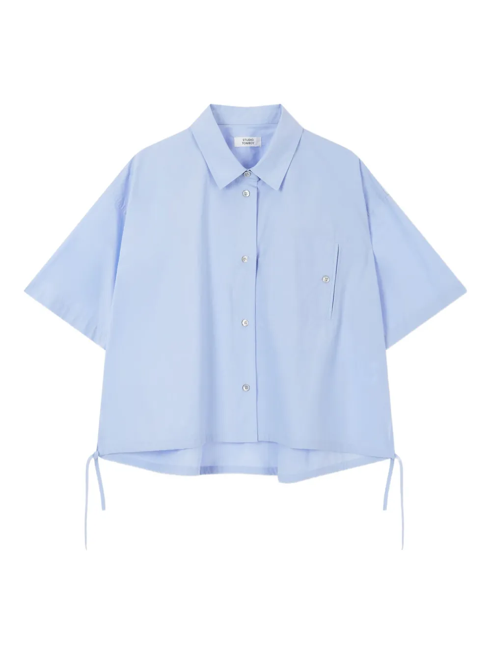 STUDIO TOMBOY Blouse met korte mouwen en trekkoord Blauw
