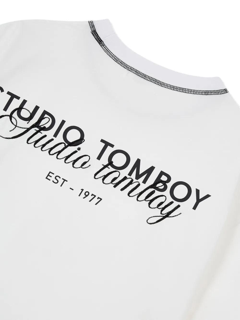 STUDIO TOMBOY T-shirt met contrasterende afwerking Wit