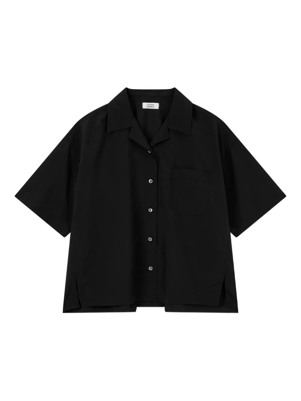 STUDIO TOMBOY Blouse met kraag en korte mouwen Zwart