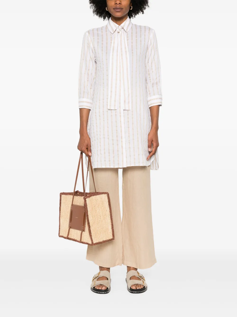 Mazzarelli Gestreept blouse - Beige