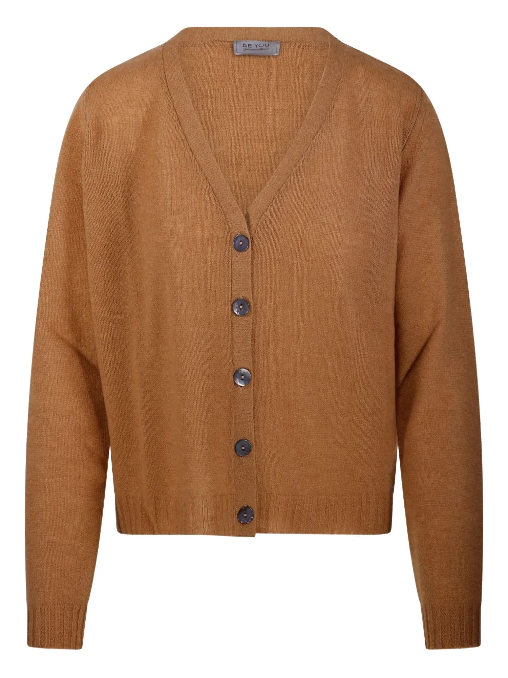 Be You Classic V-neck Cashmere Cardigan In Brown