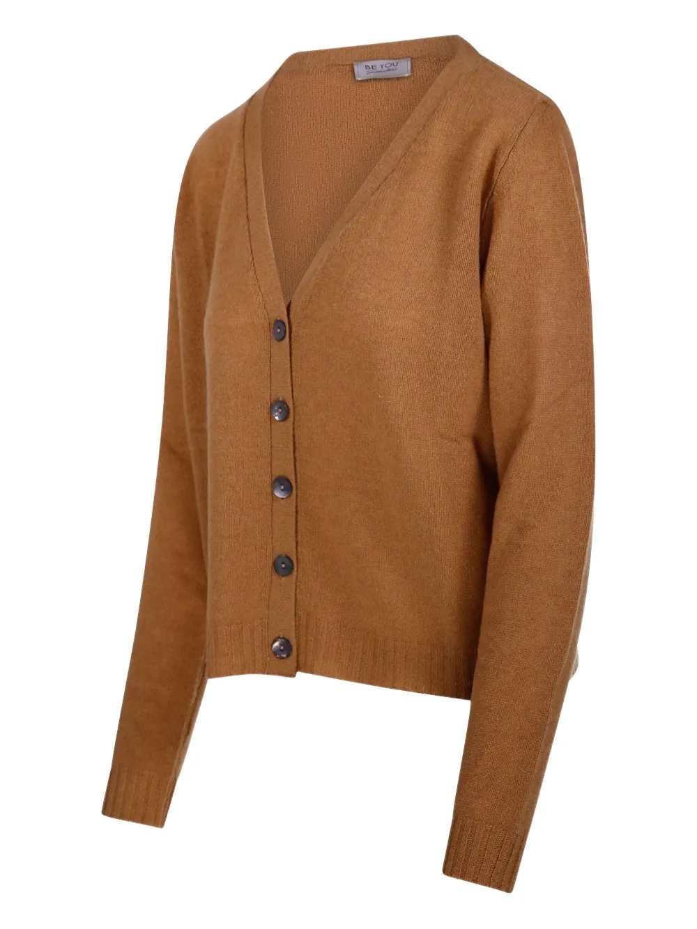 Be You Classic V-neck Cashmere Cardigan In Brown